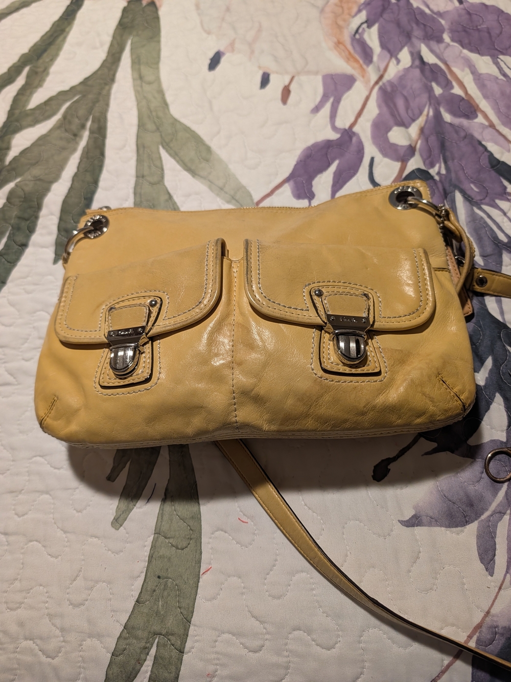 Coach Yellow Leather Dual-Flap Crossbody Bag